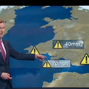 Owain Wyn Evans presenting the weather