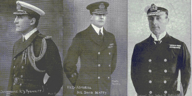 WW1 Naval officers Tyrwhitt, Beatty, and Jellicoe who gave their names to local roads