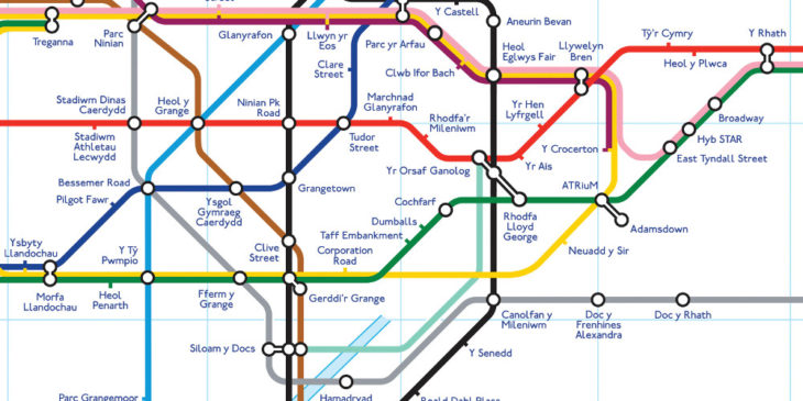 Tube map of Cardiff (Cymraeg) courtesy of I loves the Diff